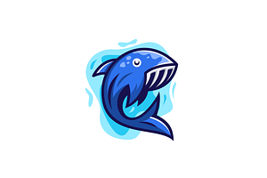 Whale Fish Logo Design Vector