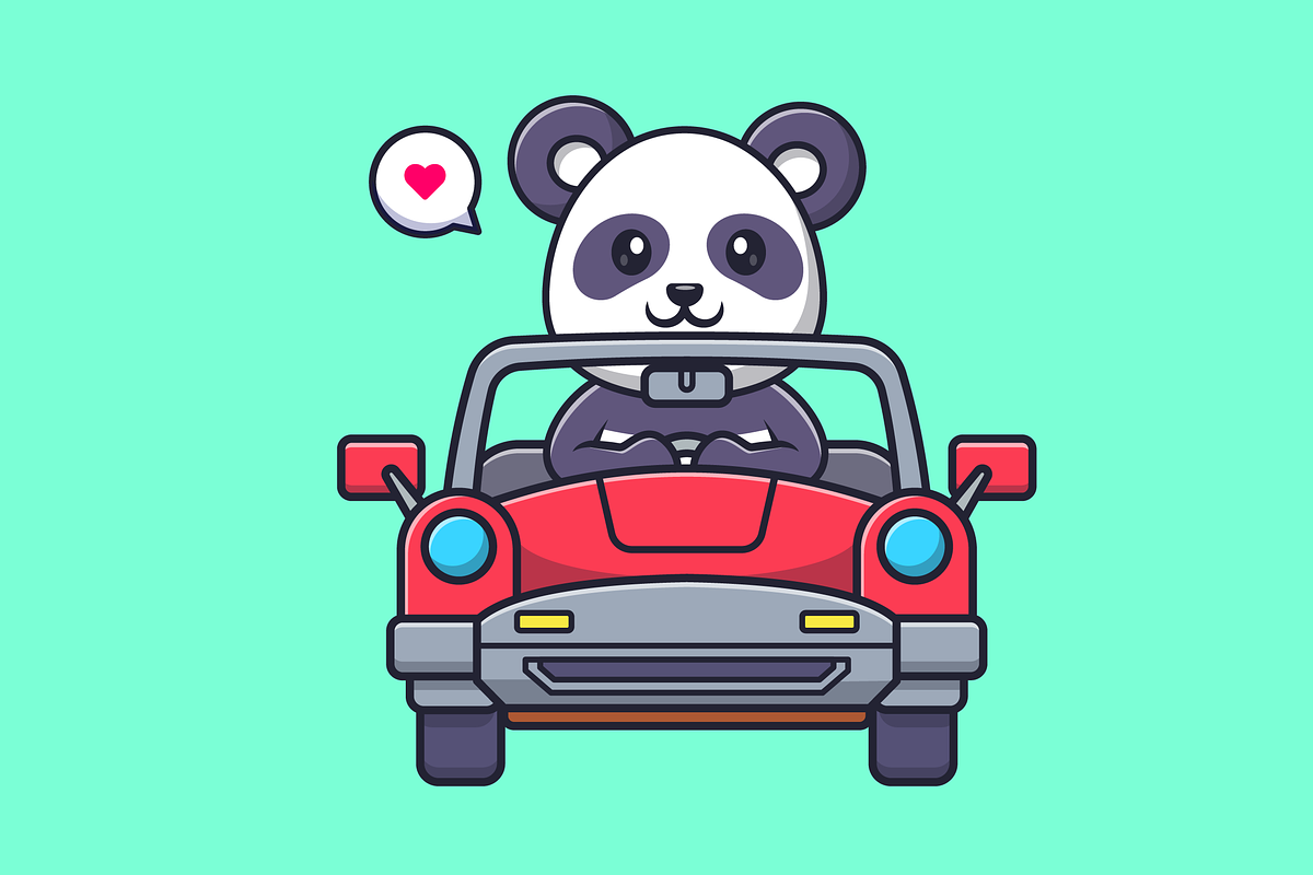 Cute Panda Riding Car Cartoon, an Animal Illustration by Catalyst Labs (Photo 3 of 3)
