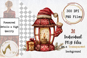 Watercolor Whimsical Christmas Lamp