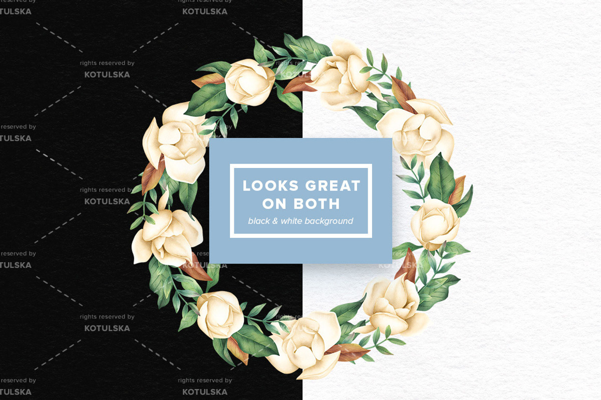 Watercolor Magnolia Flowers Set, an Object Graphic by Kotulska (Photo 3 of 3)