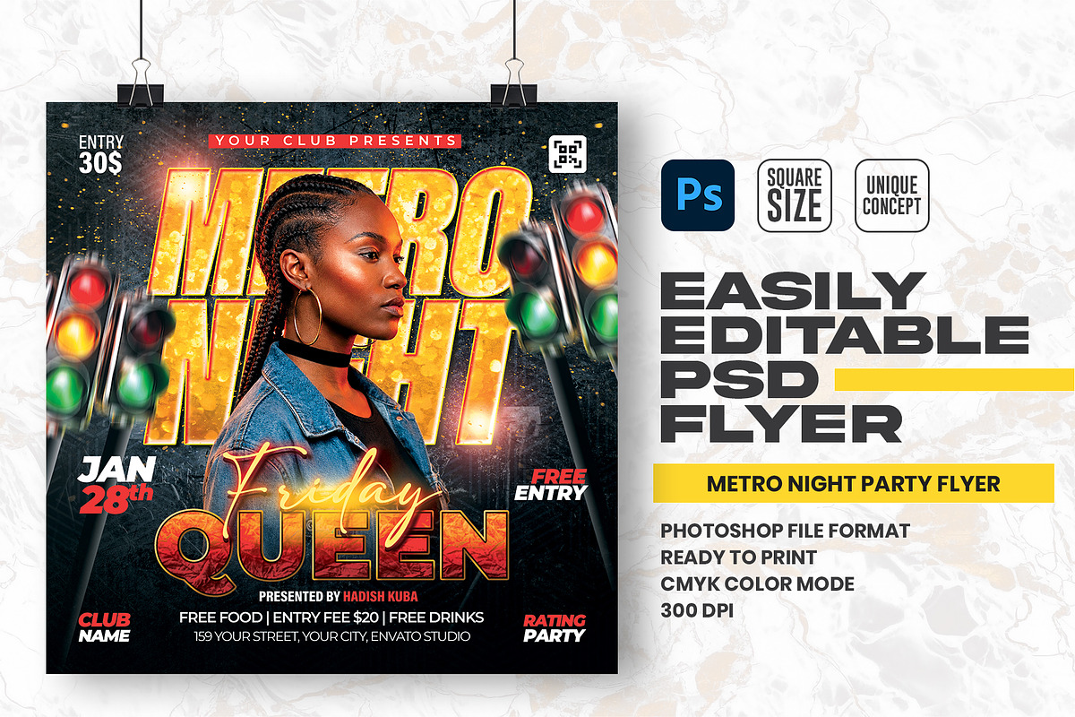 Metro Night Party Flyer Design, a Flyer Template by Shajib Shikder (Photo 1 of 2)