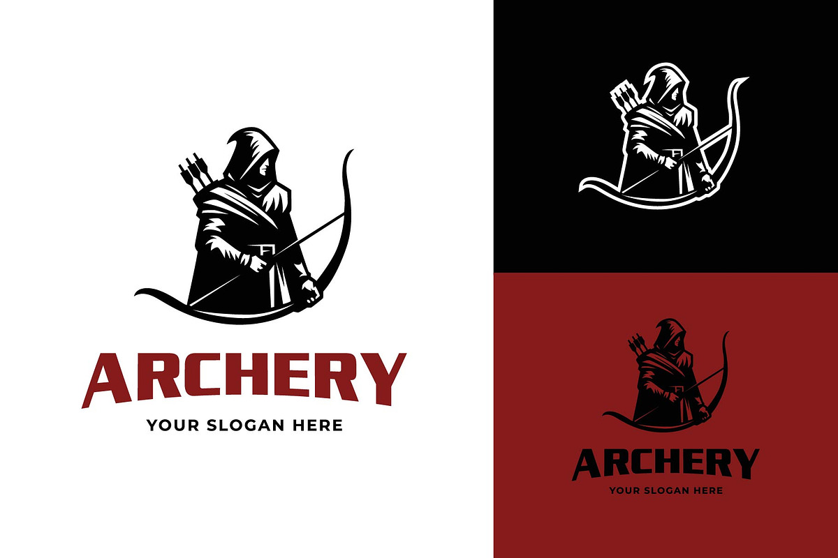 Hooded Medieval Archery Logo, a Branding & Logo Template by funpixel
