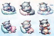 Adorable Baby Hippo Clipart, a Seasonal Illustration by Rose Art (Thumbnail 2 of 6)