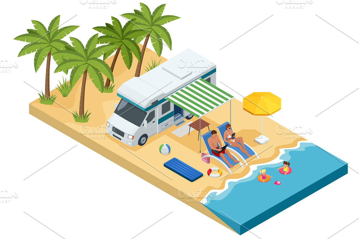 Isometric Tropical island with a, a Person Illustration by Golden Sikorka