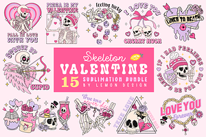 Skeleton Valentine Sublimation, a Seasonal Illustration by LemonDesign