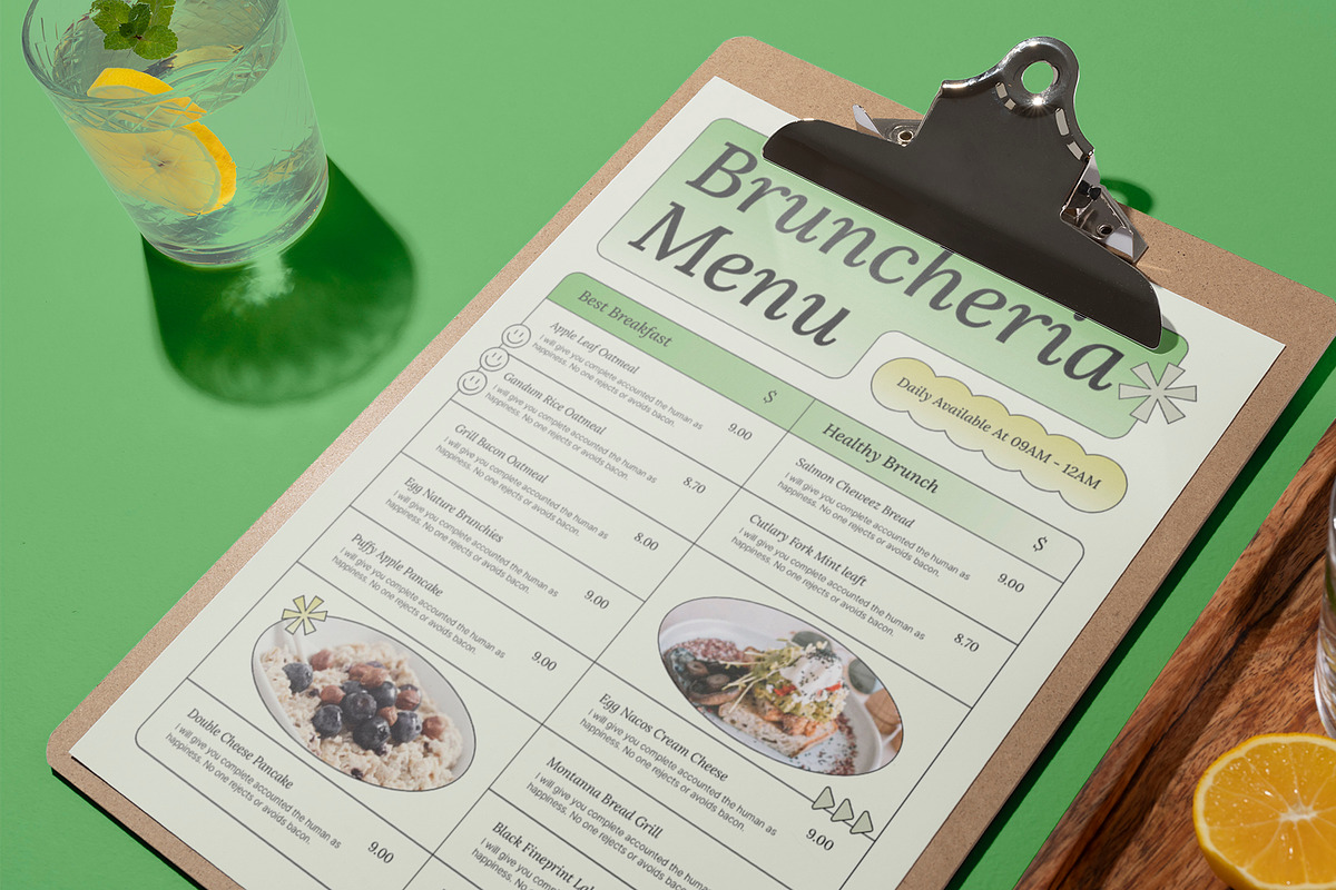 Y2K Brunch Cafe Menu, a Stationery Template by Neermana (Photo 2 of 4)