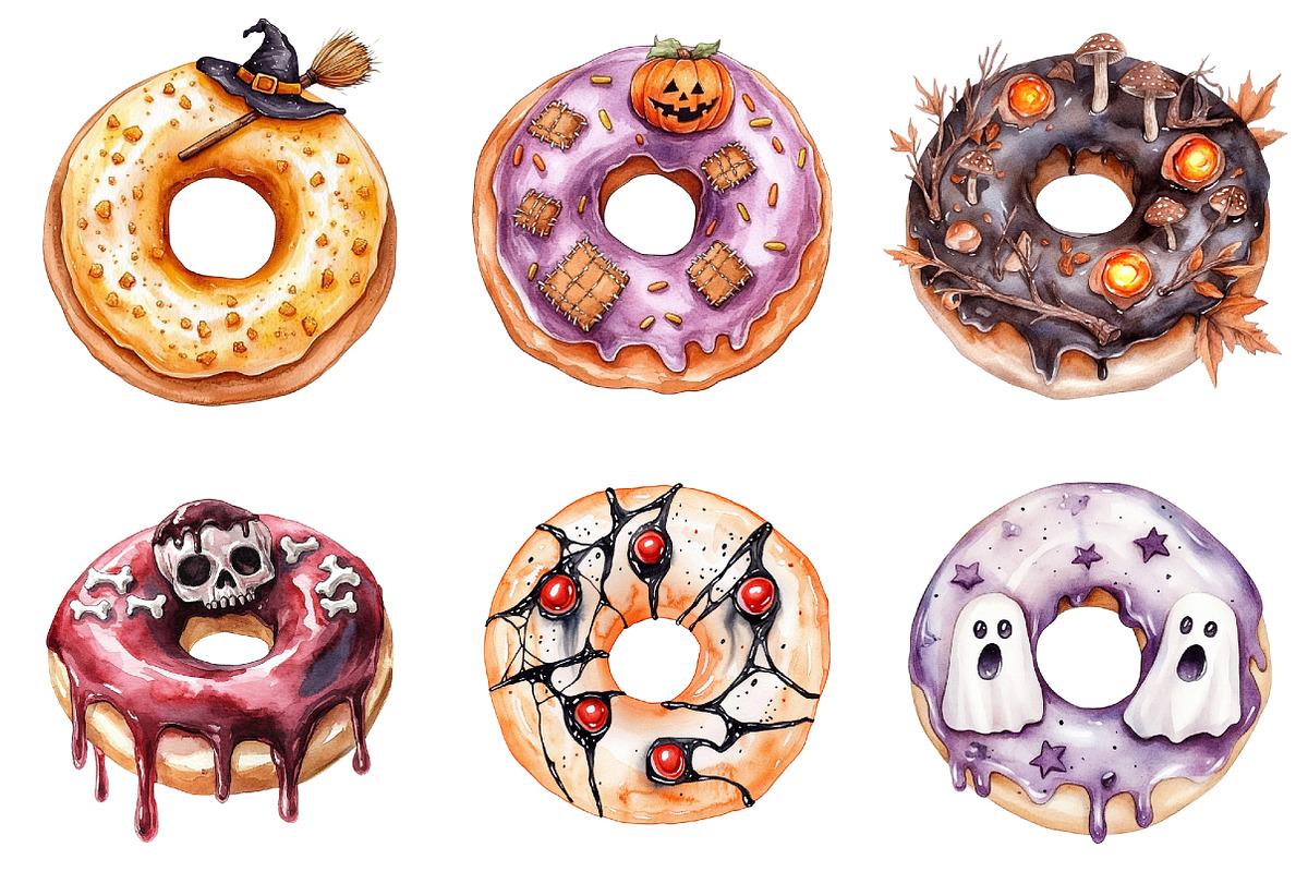 Spooky Halloween Donut Clipart, a Seasonal Illustration by CitraGraphics (Photo 5 of 8)