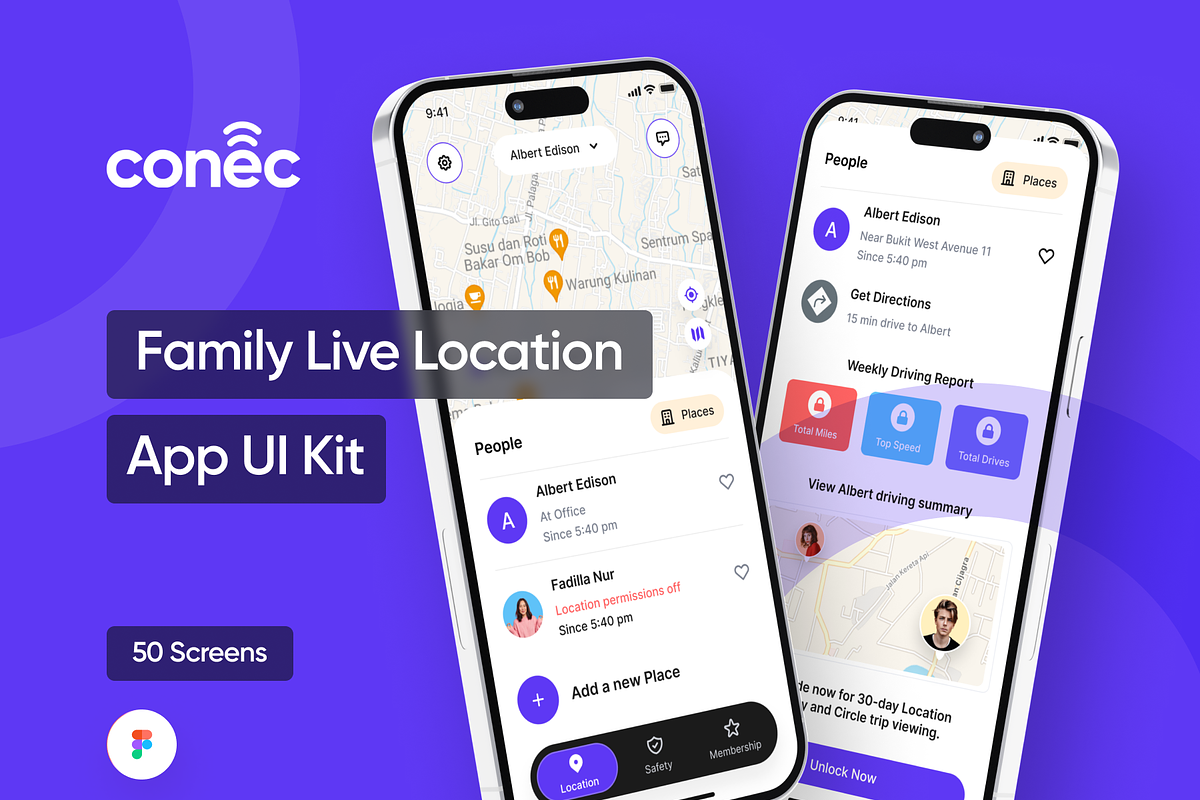 Conec - Family Live Location, an UI Kit Template by Sans Design (Photo 1 of 6)