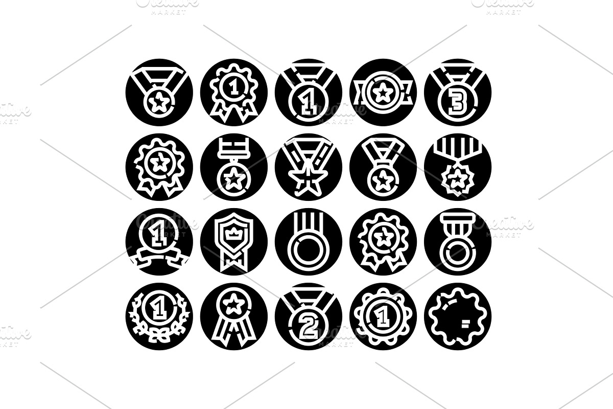 Awards and medals icon set, an Object Illustration by pikepicture