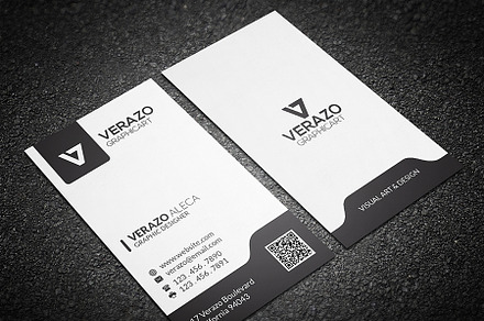 Black & White Vertical Business Card, a Business Card Template by Verazo