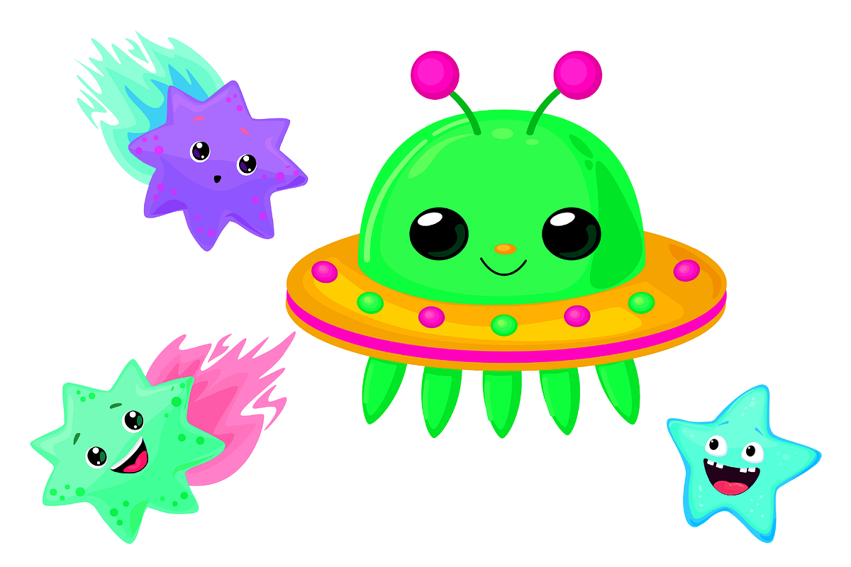 cartoon cute space set + patterns, a Pattern Graphic by ChubbyBunny Art (Photo 4 of 12)