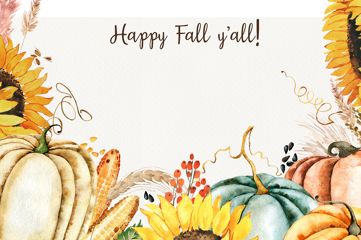 Fall Pumpkin, Corn and Pampas Grass, a Food Illustration by TanyaOak (Photo 10 of 10)