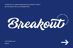 Breakout Bold Script Font, a Script Font by Letteralle Studios