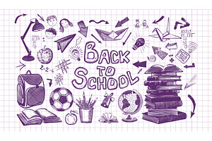 Welcome Back to school horizontal, an Education Illustration by Nenahliadava Design