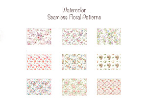 Watercolor Seamless Floral Patterns, a Pattern Graphic by VetalStock