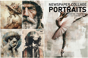 Newspaper Collage Portraits