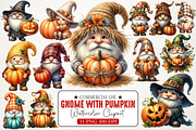 Gnome Holding Pumpkin Clipart, an Illustration by RobertsArt (Thumbnail 1 of 7)