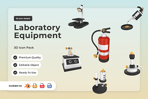 Scientific Laboratory 3D Icon Packs, a Technology Illustration by twinstd