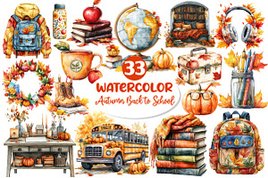 Autumn Back to School Clipart, an Illustration by Dream Creation