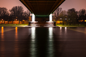 Under the bridge during the night