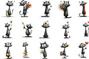 Valentines Black Cat Clipart, an Illustration by Designking (Thumbnail 3 of 5)