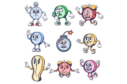 Cartoon time mascots. Stopwatch, an Illustration by winwin.art