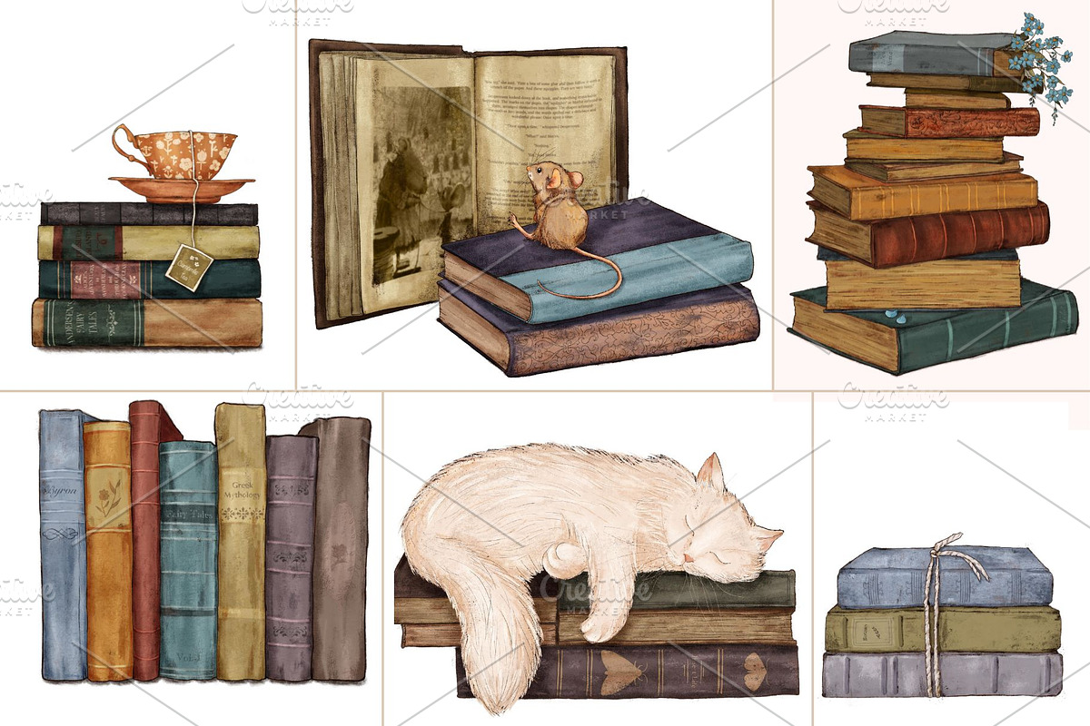Once Upon a Shelf Seamless Pattern, a Pattern Graphic by MouseGrey (Photo 8 of 8)