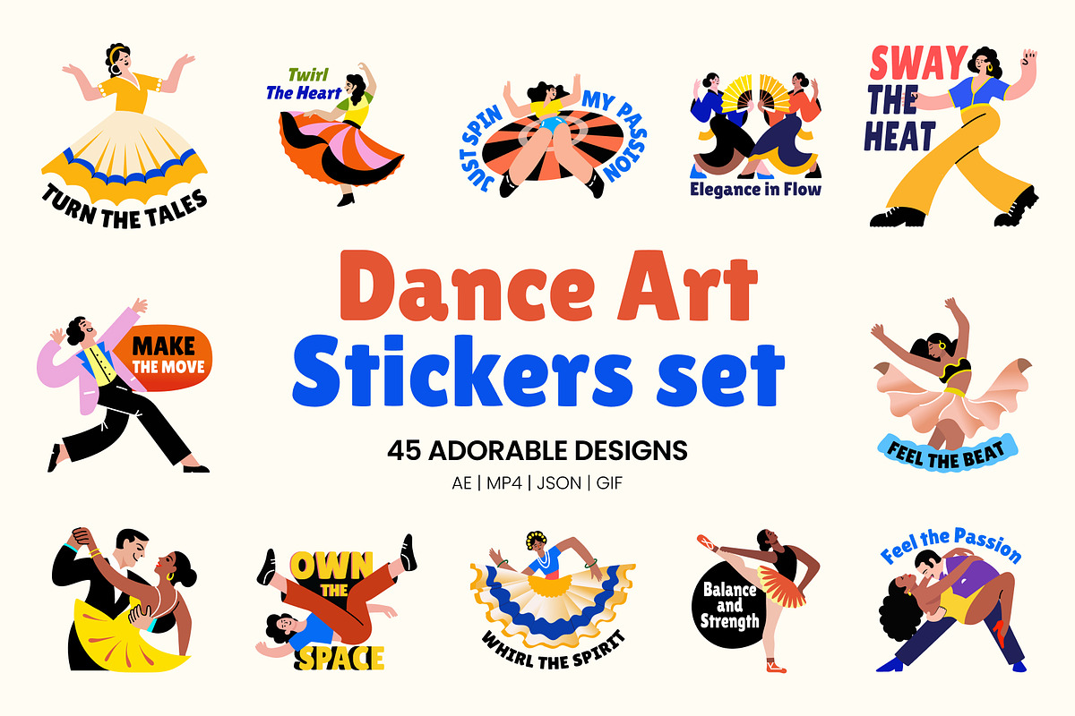 Animated Dance Stickers Art Set, a Person Illustration by Brickclay (Photo 1 of 5)