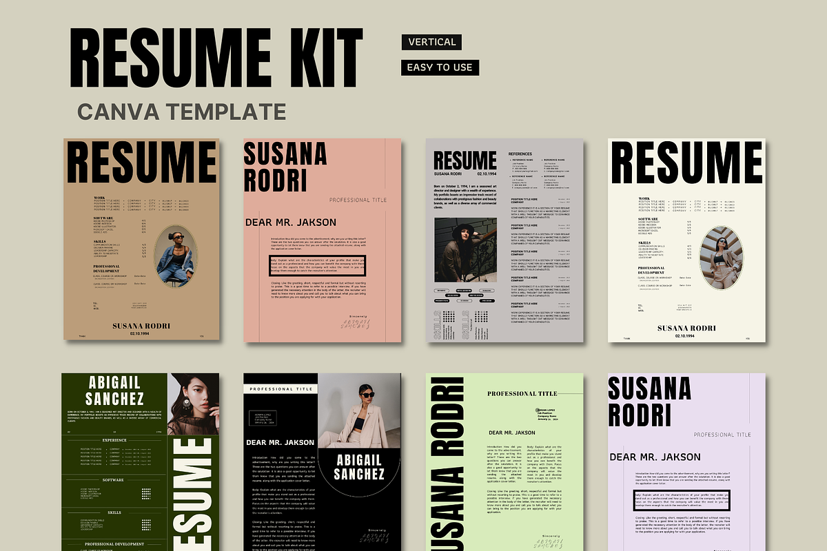Resume Kit - Canva template, a Resume Template by Prodesign (Photo 1 of 6)