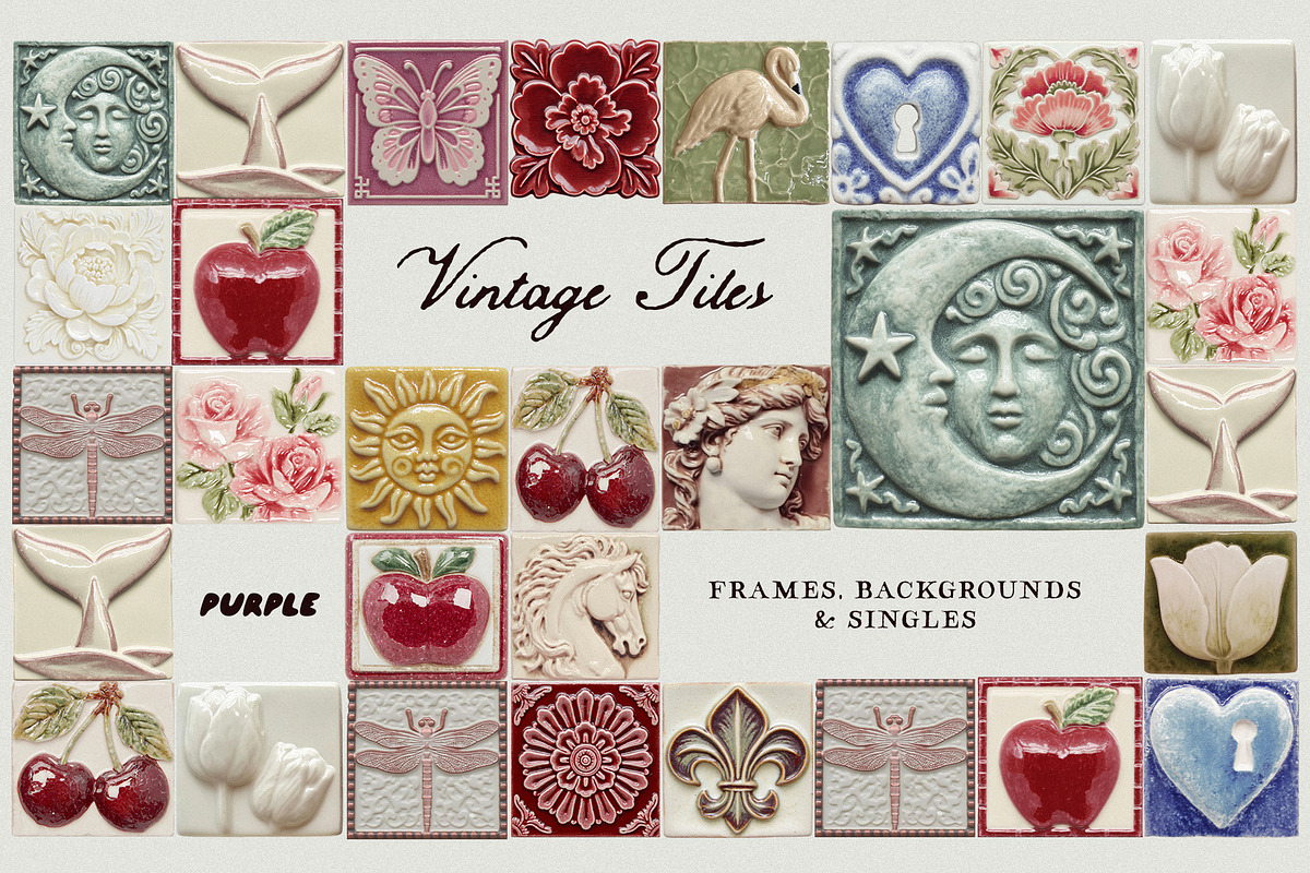 Vintage Tiles: Frames, Backgrounds, an Object Graphic by Purple (Photo 12 of 12)