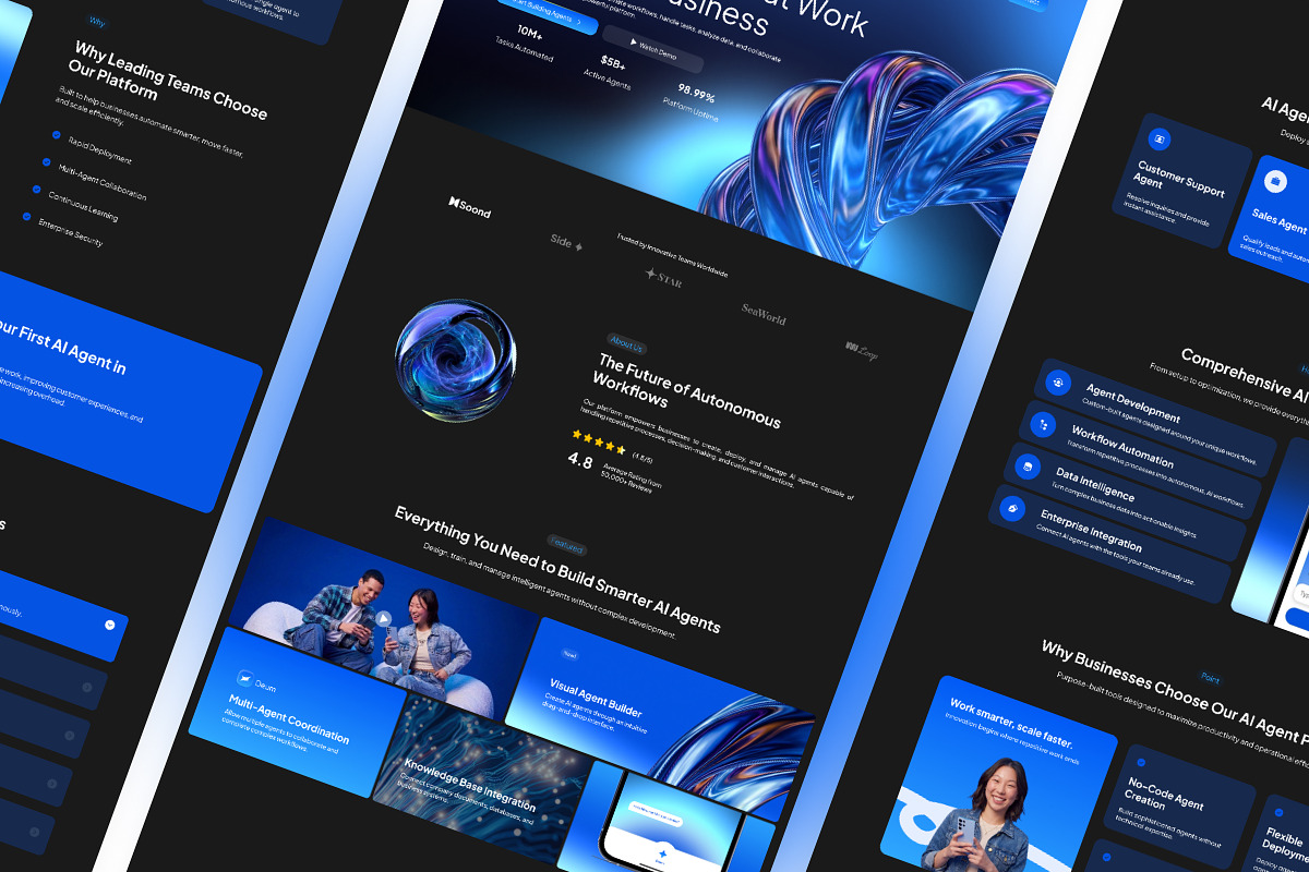 AI Agent Platform Landing Page, a Landing Page Template by Font Kingdom (Photo 5 of 5)
