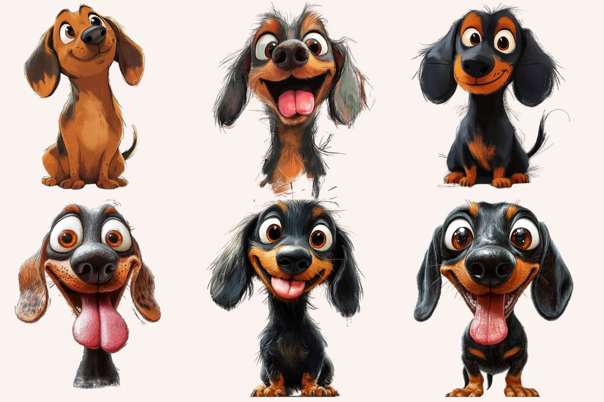Dachshunds in Playful Poses, an Animal Illustration by PrintHaven Designs (Photo 5 of 9)