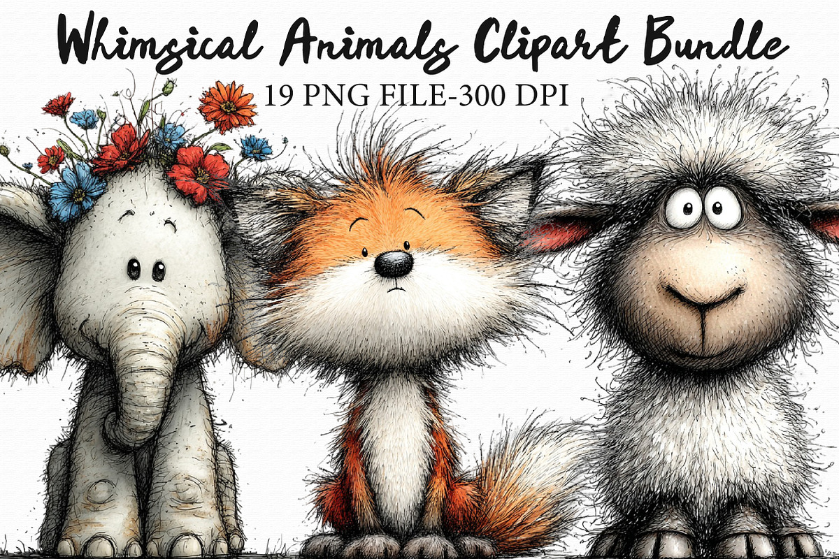 Whimsical Animals Clipart Bundle, an Illustration by Libby Wishes (Photo 1 of 4)