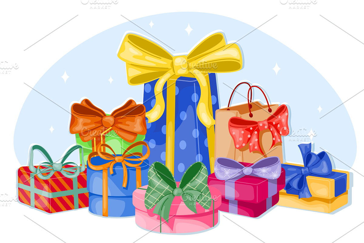 Big pile colorful gift boxes with, an Object Illustration by Vectorbuum