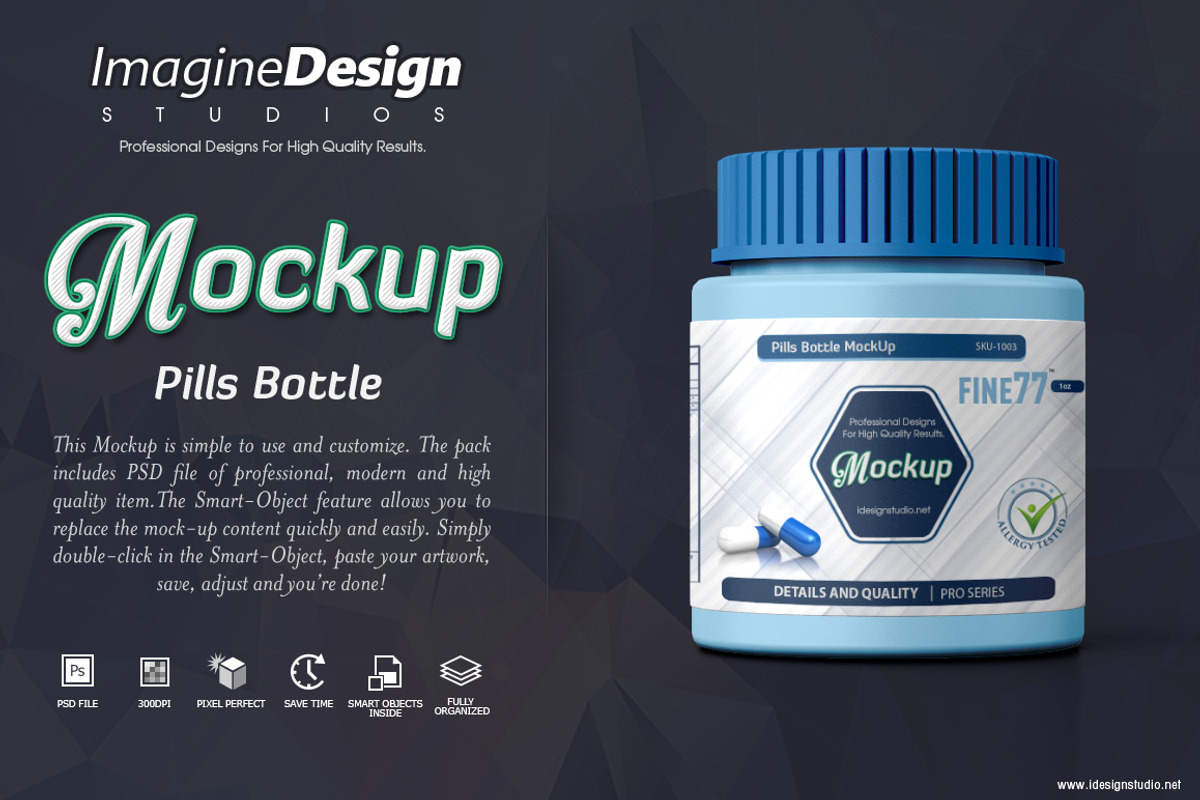 Pills Bottle Mockup, a Packaging Mockup by idesignstudio (Photo 2 of 6)