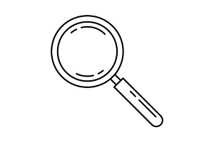 Magnifying glass illustration., an Outline Icon by incomible