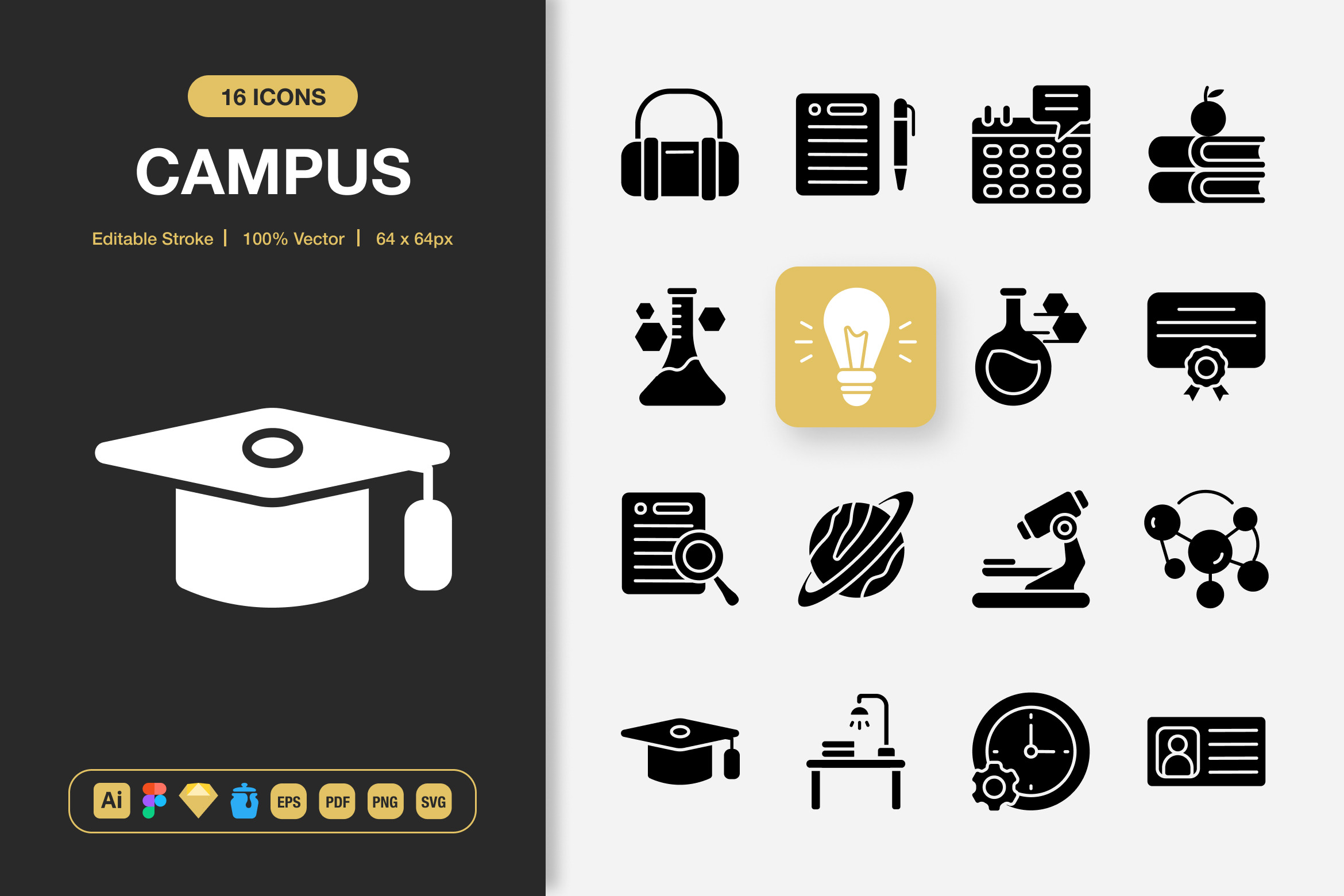 Campus Solid Icons, a Solid Icon by Spacepixel Creative