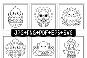 Spooky Easter Coloring Pages, a Seasonal Illustration by Ink Gallery (Thumbnail 2 of 9)