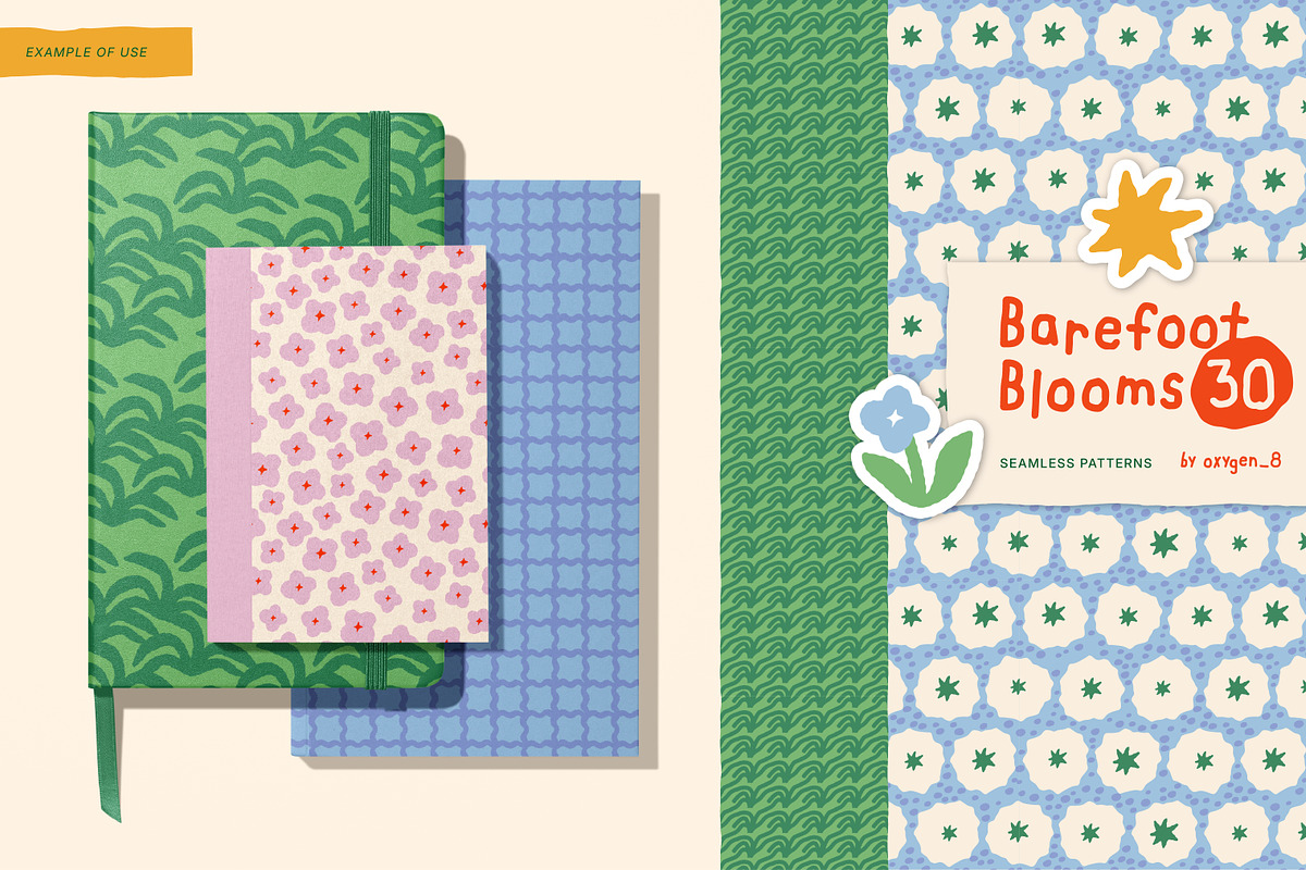 Barefoot Blooms. Seamless Patterns, a Pattern Graphic by oxygen_8 (Photo 4 of 9)