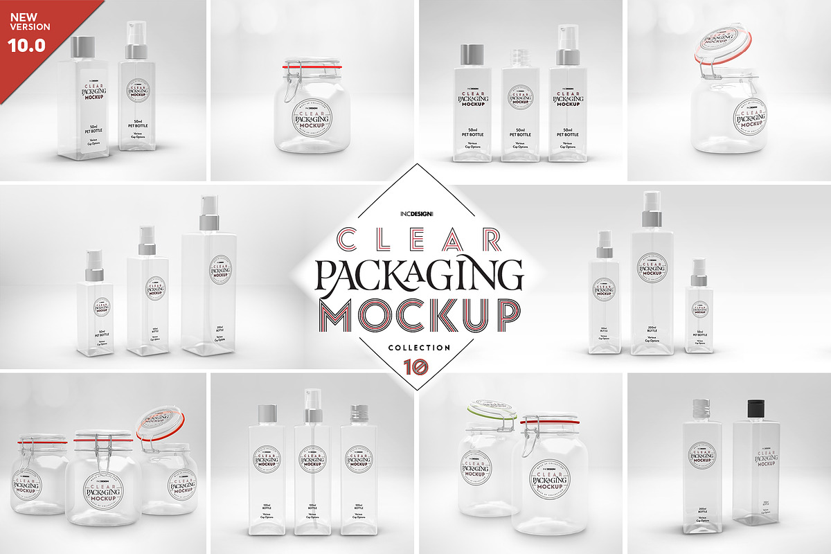 10 Clear Container Packaging Mockups, a Cups & Container Mockup by INCDesign (Photo 1 of 20)