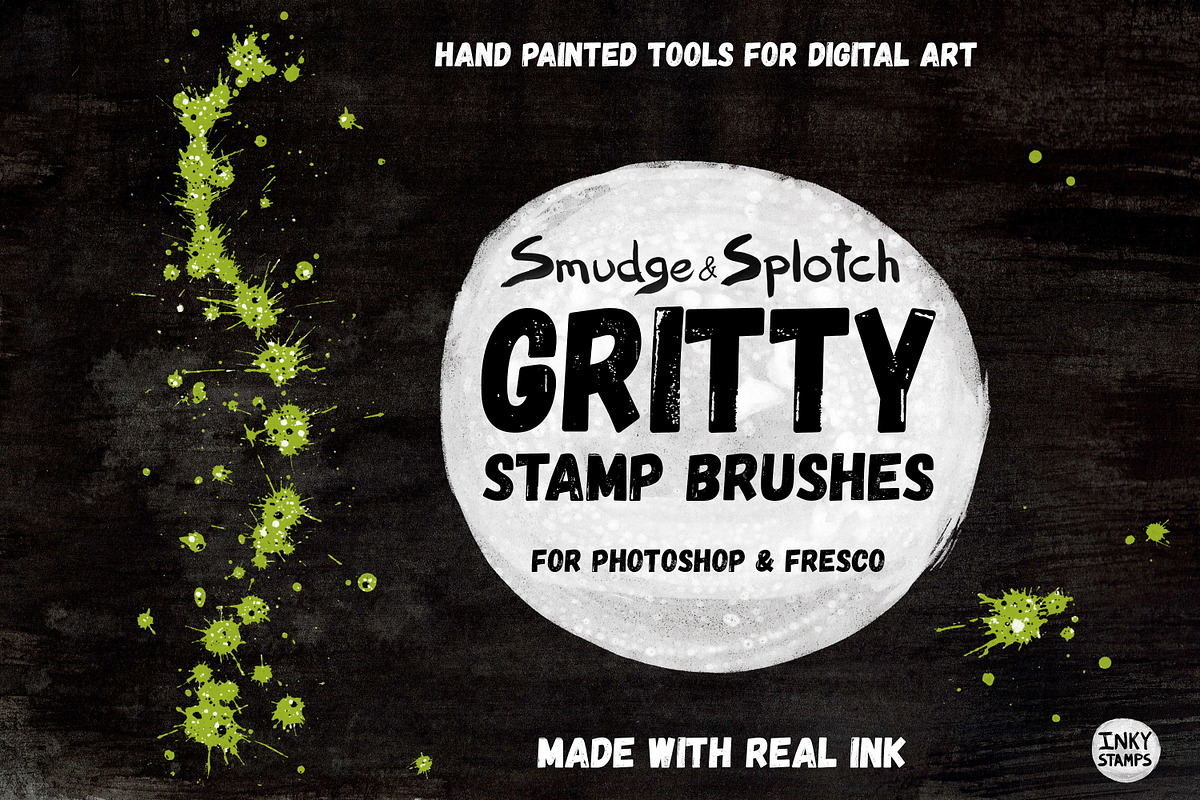 Gritty Stamp Brushes - Photoshop, a Brush Add-On by INKY STAMP BRUSHES (Photo 1 of 10)