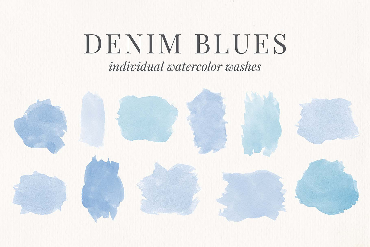 Denim Blue Abstract Watercolor Set, a Texture Graphic by Chelsea Bromley (Photo 2 of 4)