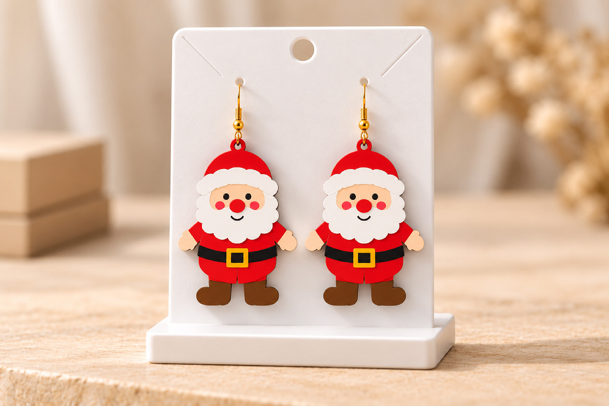 Santa Claus Earrings Laser Cut SVG, an Object Graphic by Canvas Craft (Photo 4 of 4)