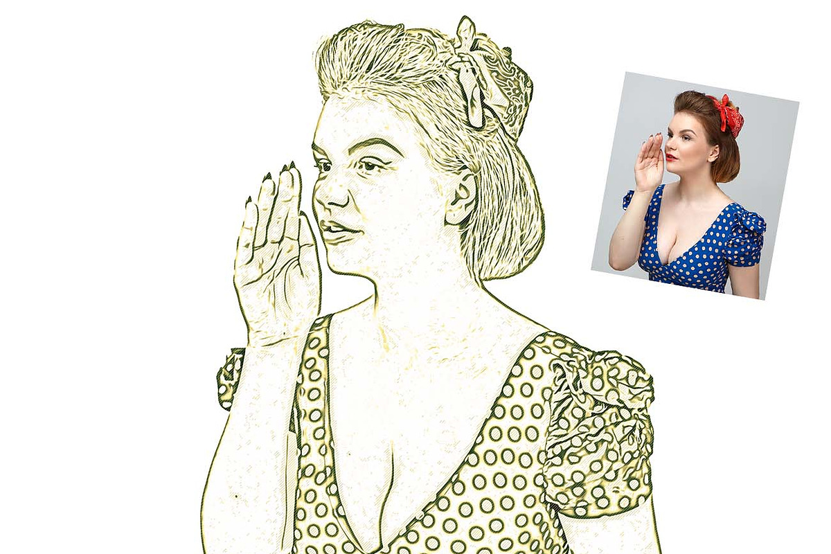 Vintage Beauties Sketch Ps Action, an Action Add-On by Studio Retouch (Photo 2 of 9)