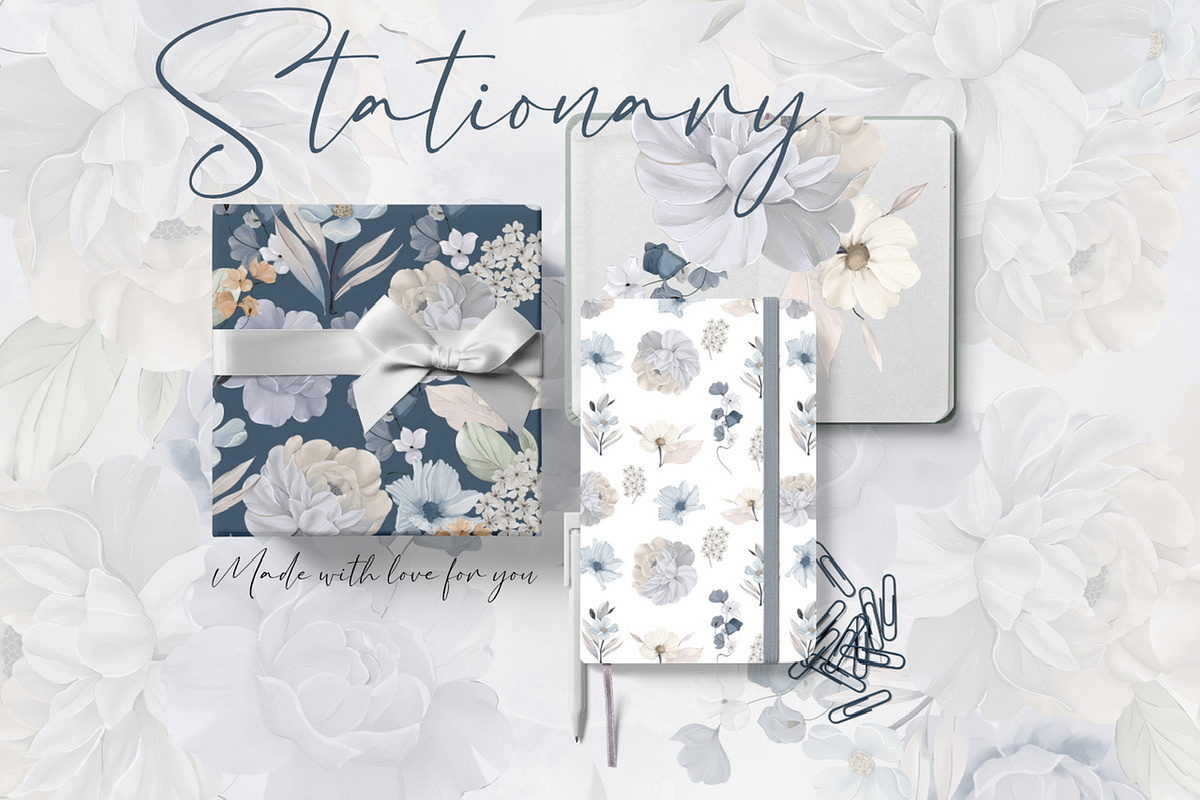 Dusty blue Pattern Collection, a Pattern Graphic by Madebyia (Photo 7 of 9)