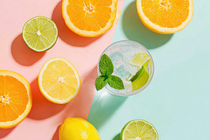 Citrus drink with fresh fruit slices, a Food & Drink Photo by AlyaAnd