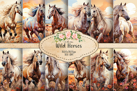 Horses Amid Wildflowers, a Background Graphic by Curve Design