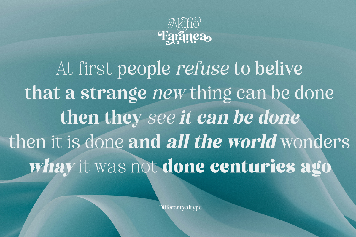 Akiho Faranea - Serif Display Family, a Serif Font by Differentialtype (Photo 6 of 11)