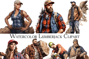 Watercolor Lumberjack Clipart