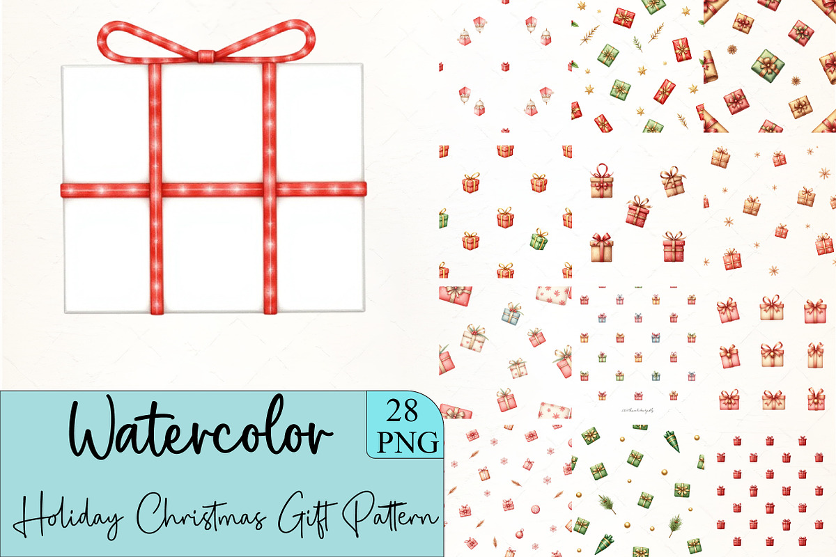 Holiday Christmas Gift Pattern Clipa, an Illustration by CrexoraLab (Photo 1 of 5)